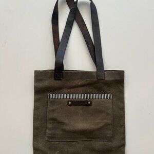 Petite leather and canvas tote